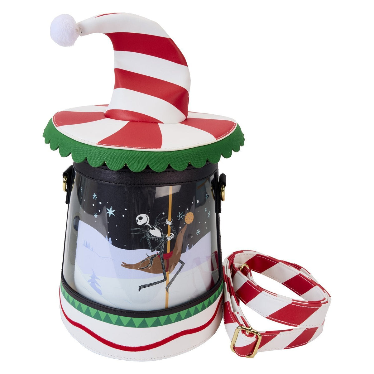 Loungefly Disney The Nightmare Before Christmas Candy Cane Carousel Spinning Figural Crossbody Bag-zoom-3