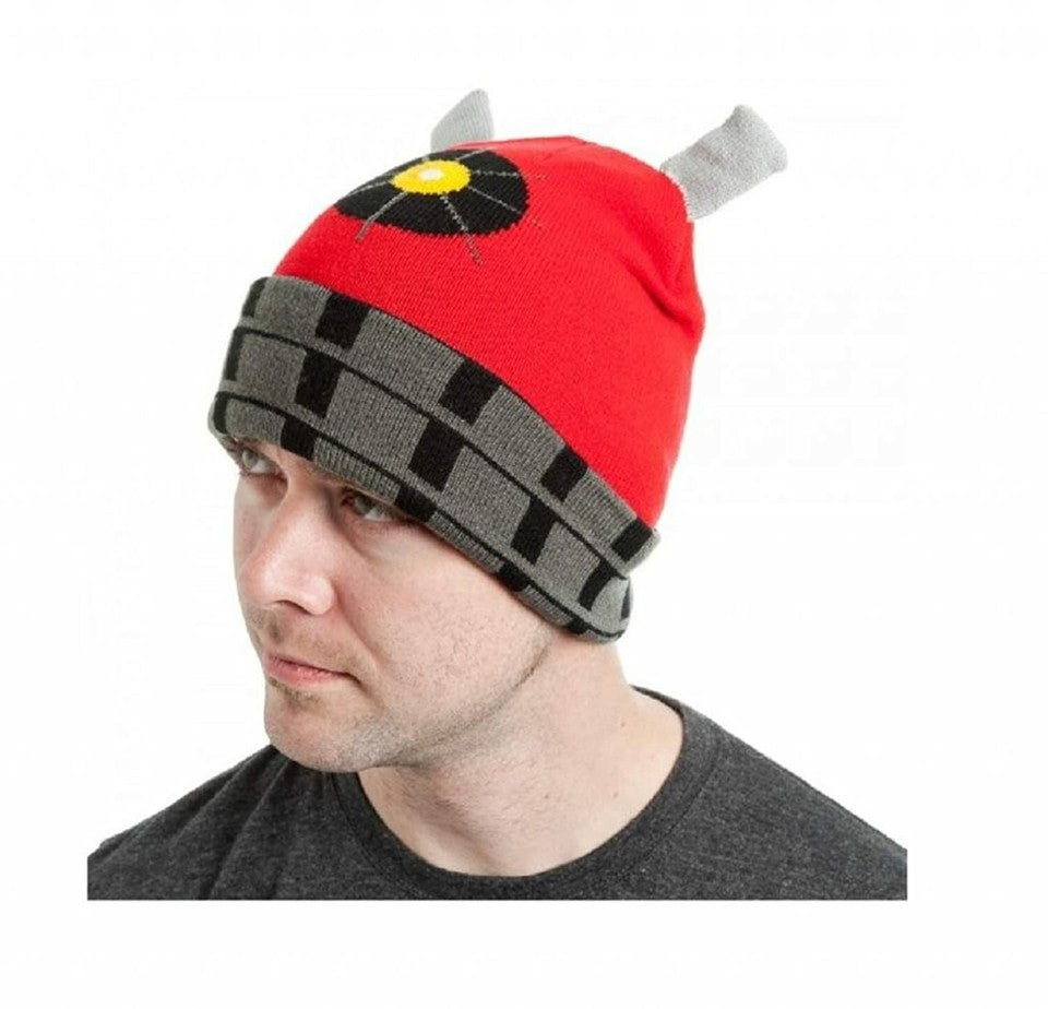 Doctor Who Red Dalek Cuffed Beanie Hat-zoom-2