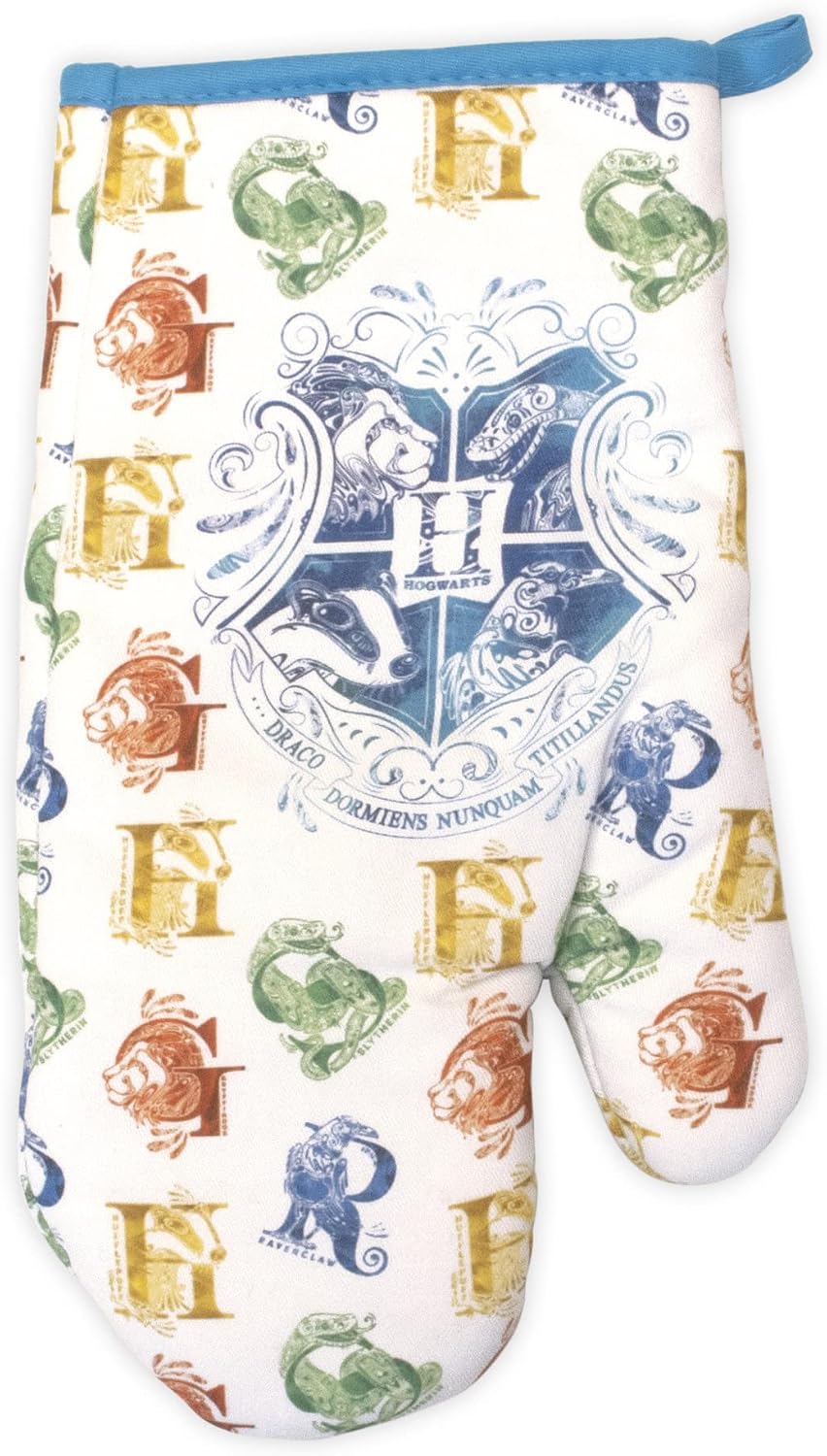Harry Potter Hogwarts Houses Kitchen Set: 3 Pc Collection- Towel, Mitt, Pot Holder