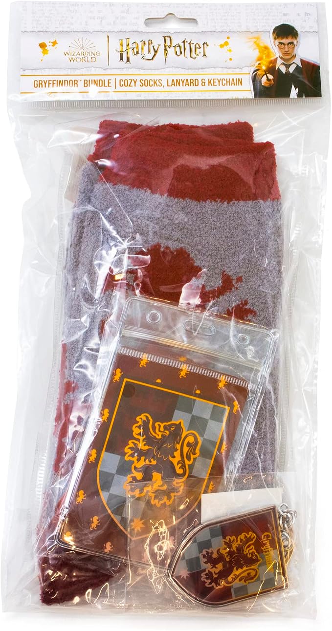 Culture Fly Harry Potter Gryffindor Premium 3pc Accessory Bundle - Crew Socks, Keychain, Lanyard