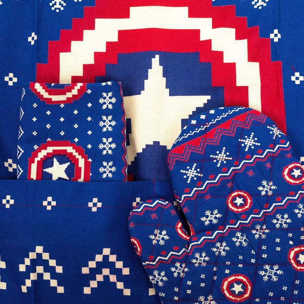 Marvel: Captain America - Christmas Kitchen Gift Set - Bioworld - Apron, Oven Mitt & Dish Towel-6