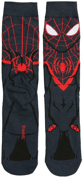 Marvel Miles Morales Spiderman 360 Character Crew Socks-3