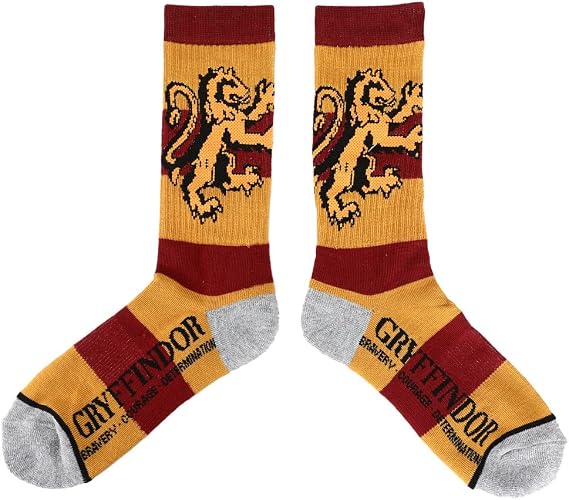 Harry Potter Gryffindor House Bioworld Crew Socks Large Men's 8-12 Wizard Maroon-2