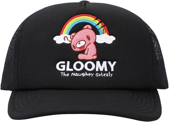 Gloomy Bear Gloomy Under Rainbow Men's Black Foam Trucker Hat