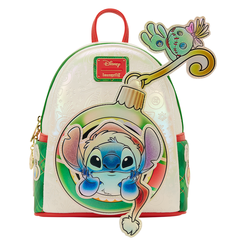 Loungefly Disney Stitch & Scrump Iridescent Holiday Ornament Mini Backpack-zoom-3