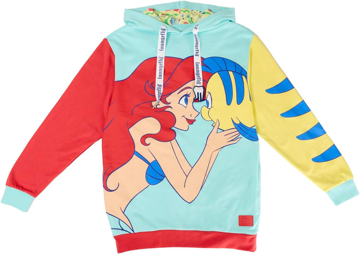 Loungefly Disney The Little Mermaid 35TH Anniversary Ariel and FLOUNDER Unisex Hoodie-zoom-1