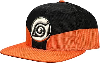 Bioworld Naruto Shippuden Chrome Patch Logo Orange and Black Snapback Hat-1