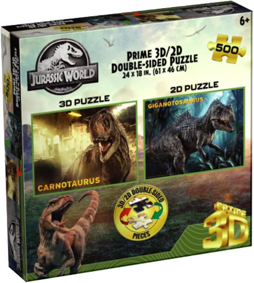 Jurassic World | 500-Piece 3D/2D Double-Sided Jigsaw Puzzle for Adults & Kids | Size 24" x 18" | Challenging & Fun for Adults, Kids & Families | Immersive 3D Lenticular Effect-zoom-5