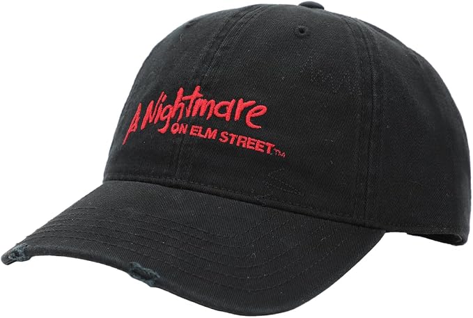 A Nightmare on Elm Street Logo Men's Black Distressed Dad Hat-2