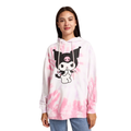 Sanrio Kuromi Ice Cream Treats Women's Pink Tie-Dye Long Sleeve Fleece Hooded Sweatshirt