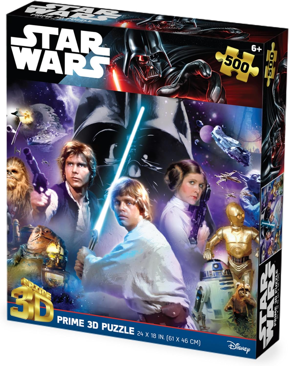 Prime 3D | Lucas | Star Wars | 500 Piece 3D Jigsaw Puzzle for Adults & Kids | Finished Size 24" x 18" | Challenging & Fun for Adults, Kids & Families | Immersive 3D Lenticular Effect-zoom-1