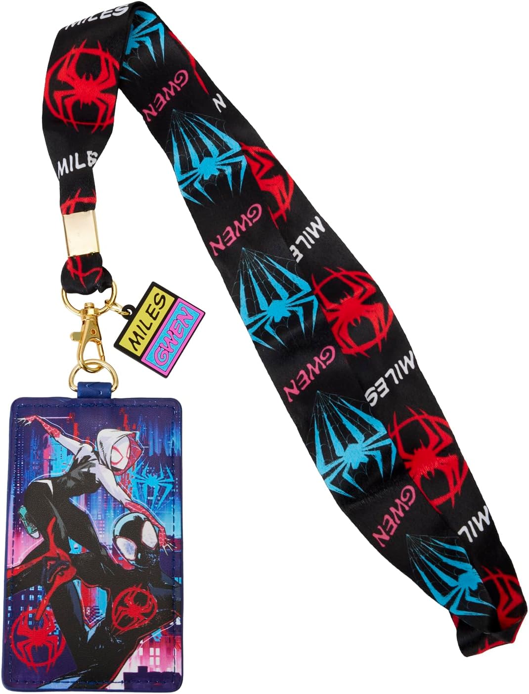 Loungefly Marvel Spiderverse Miles and Gwen Lanyard with Cardholder-zoom-1