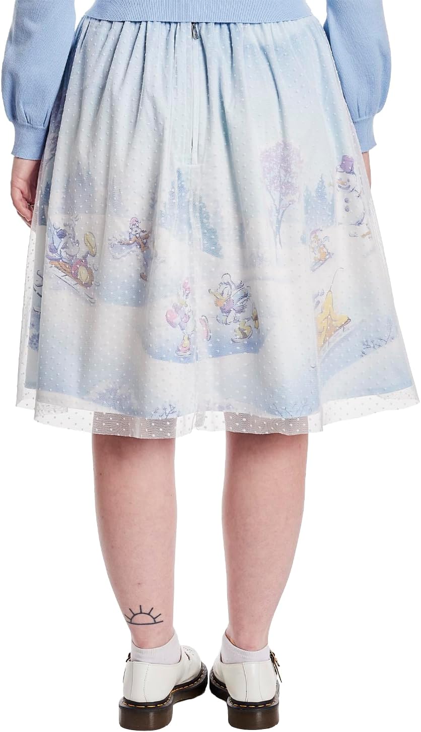 Loungefly Stitch Shoppe Disney Winter Mickey and Friends Tulle Overlay Skirt-1