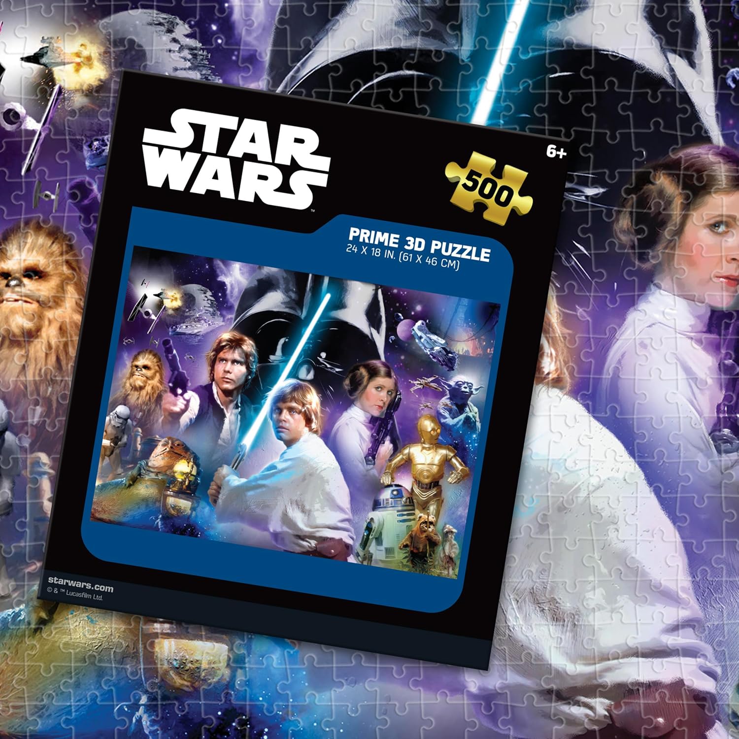 Prime 3D | Lucas | Star Wars | 500 Piece 3D Jigsaw Puzzle for Adults & Kids | Finished Size 24" x 18" | Challenging & Fun for Adults, Kids & Families | Immersive 3D Lenticular Effect-zoom-6