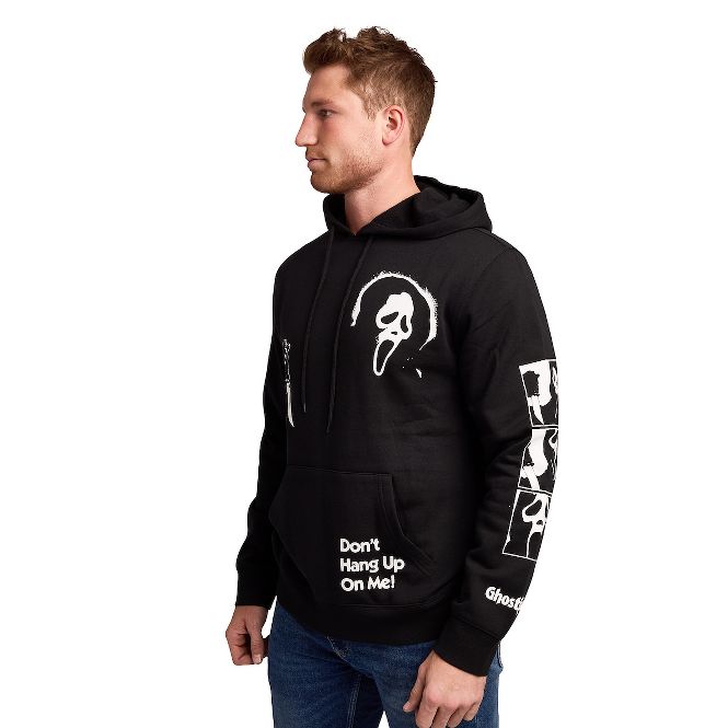 Ghostface Don't Hang Up on Me on Men's Black Hooded Sweathirt-zoom-2