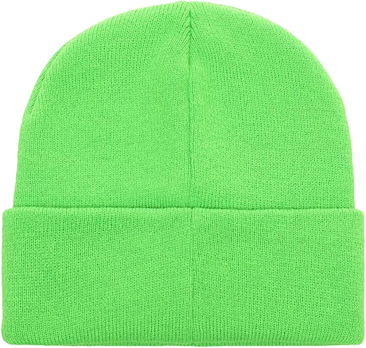 Beetlejuice Plain Neon Green Embroidered Logo Cuff Knit Beanie-2
