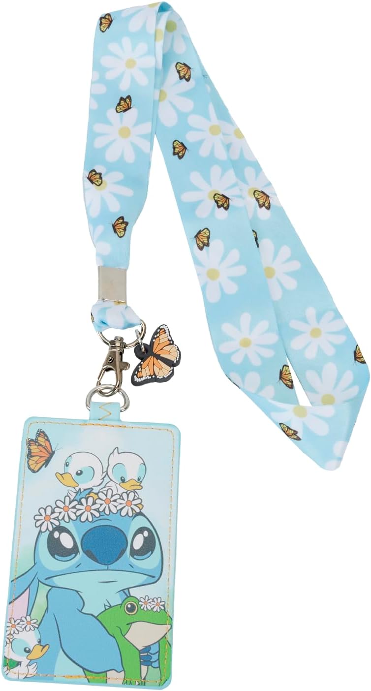 Loungefly Disney Lilo and Stitch Springtime Stitch Lanyard with Cardholder