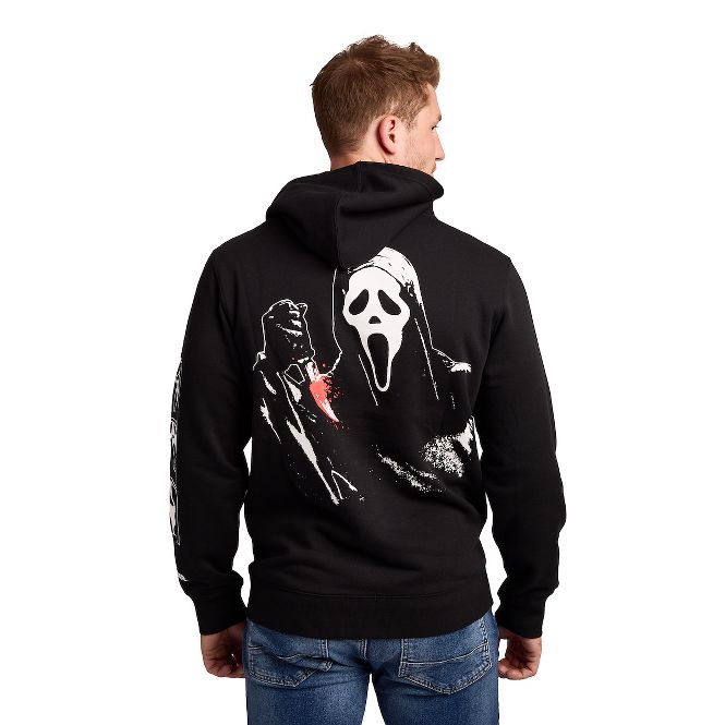Ghostface Don't Hang Up on Me on Men's Black Hooded Sweathirt-zoom-5
