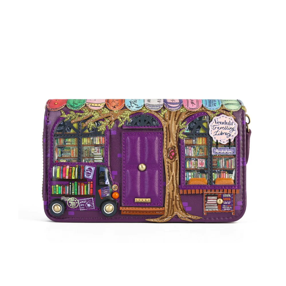 Vendula London Travelling Library Bookshop Medium Ziparound Wallet-2
