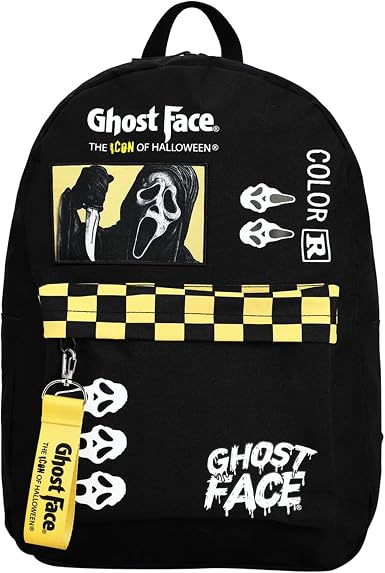 Scream Classic Horror Movie Ghost Face Character Checkered Backpack-zoom-1