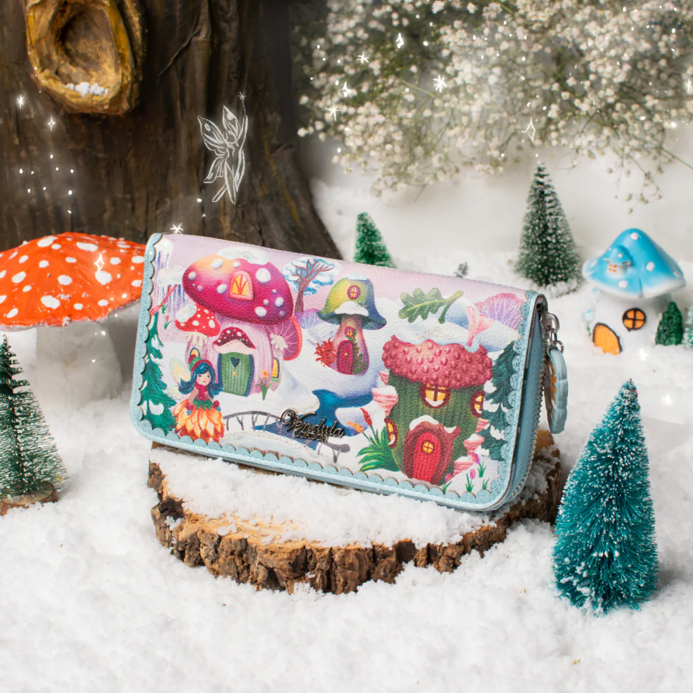 Vendula London Fairy Village Snowflake Large Ziparound Crossbody Wallet-8