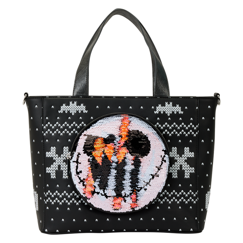 Loungefly The Nightmare Before Christmas Jack Skellington Reversible Sequins Tote Crossbody Bag with Coin Bag-zoom-2