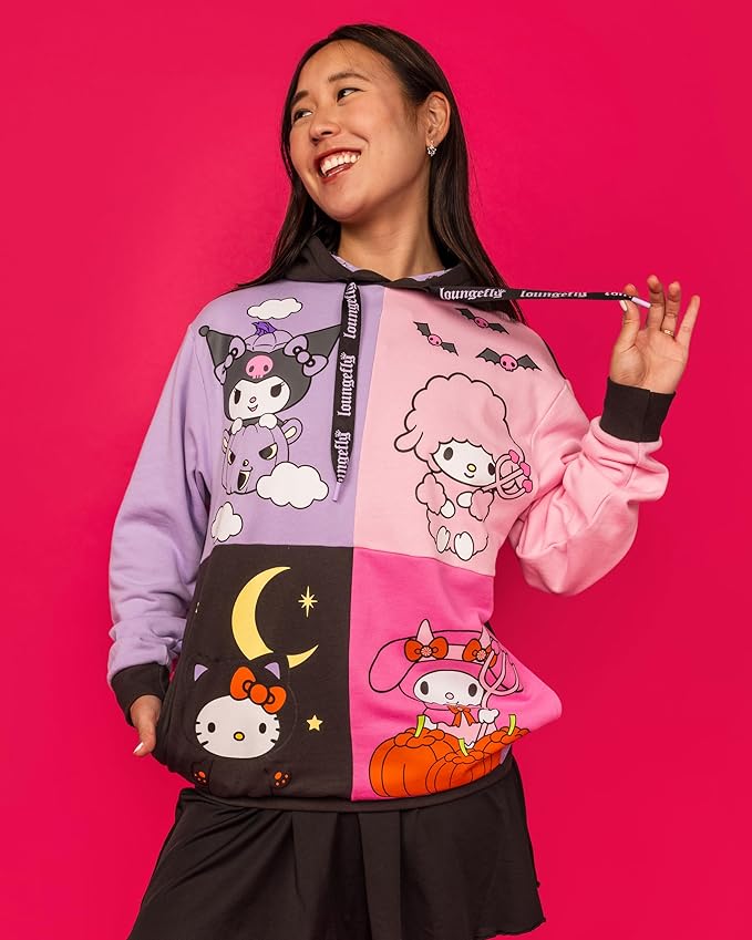 Loungefly Apparel Sanrio Kuromi and My Melody Halloween hooded sweatshirt
