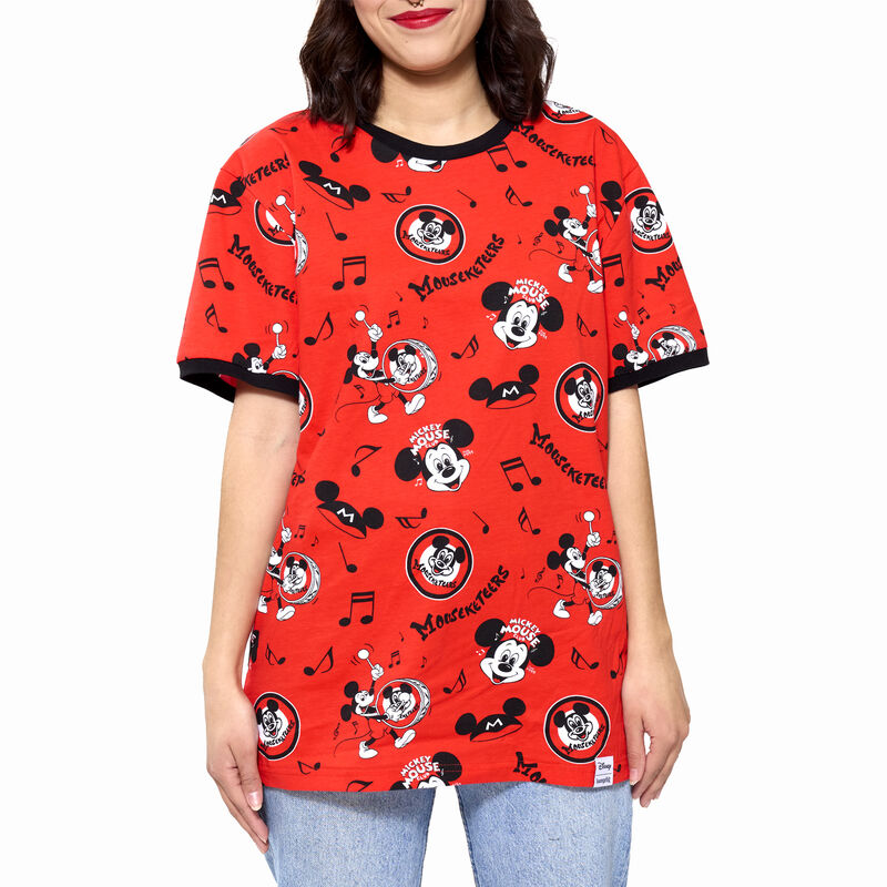 Loungefly Apparel Disney100 Mouseketeers All-Over Print Unisex Ringer T Shirt