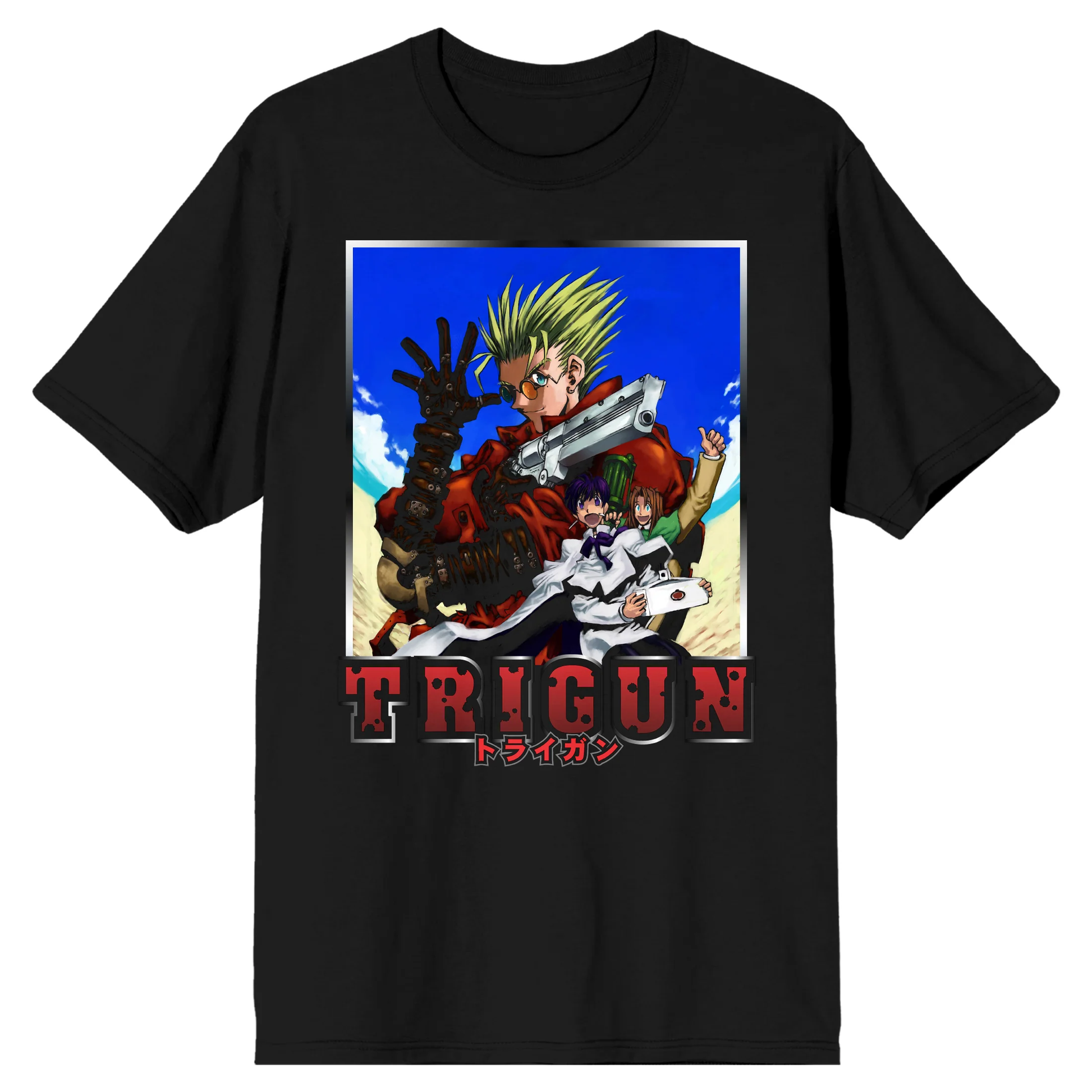 Trigun Vash Characters over Beach T Shirt-1