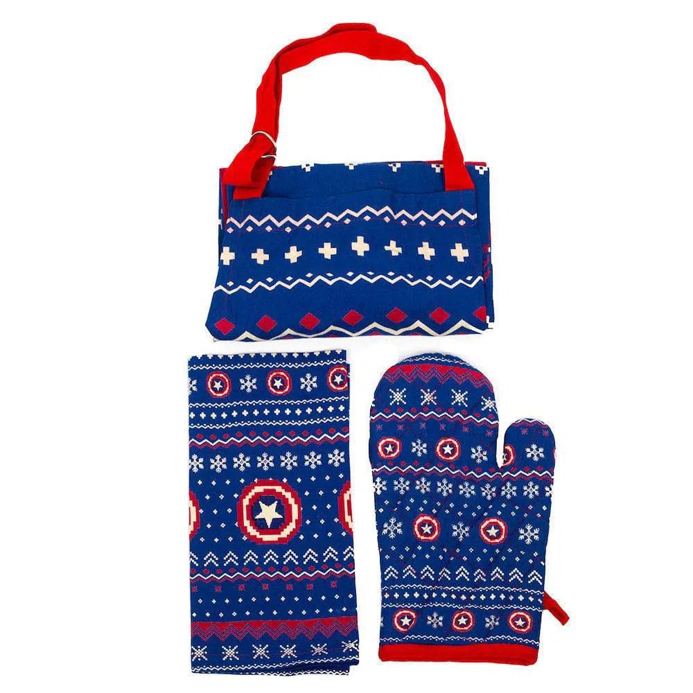 Marvel: Captain America - Christmas Kitchen Gift Set - Bioworld - Apron, Oven Mitt & Dish Towel-7