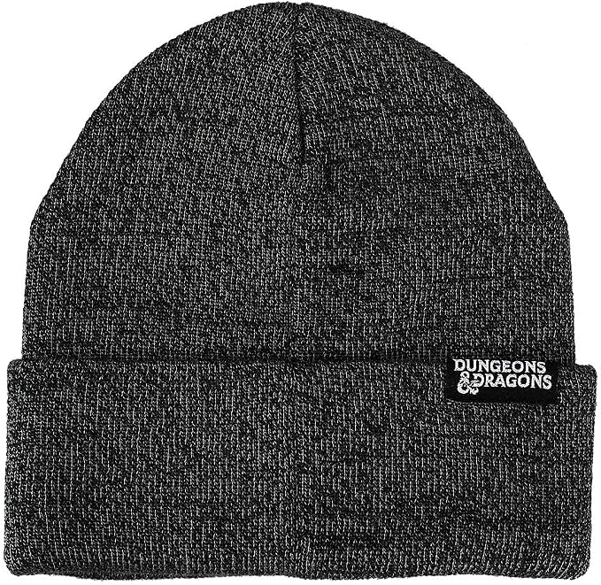 Dungeons and Dragons Ampersands Flat Embroidery Logo Dark Charcoal Acrylic Knit Winter Beanie Hat-2