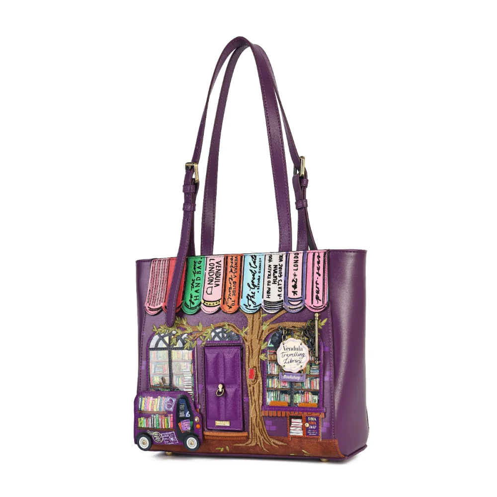 Vendula London Travelling Library Bookshop Shopper Bag-5