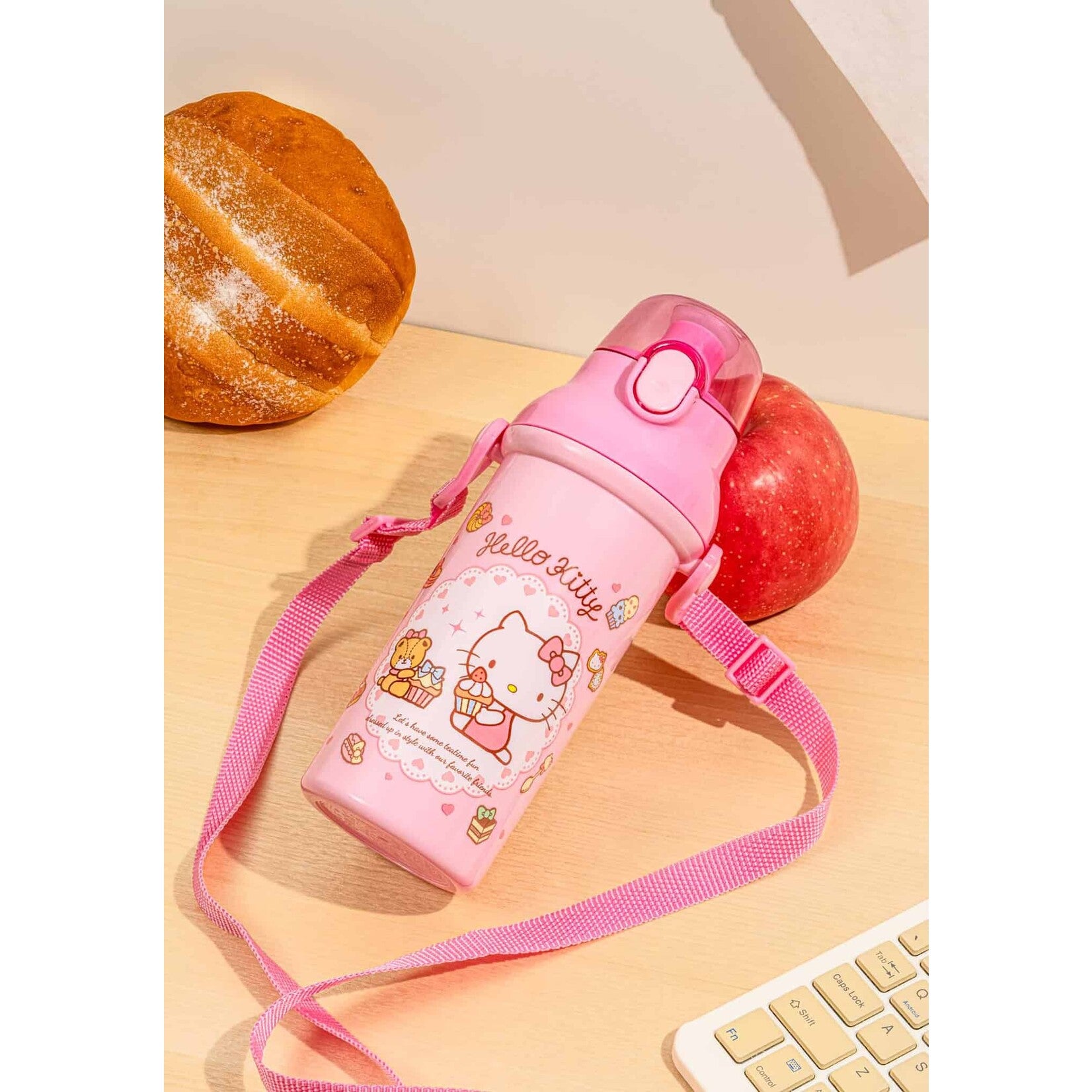 Hello Kitty Plastic Water Bottle with Strap 16.23oz 480ml