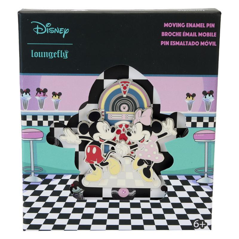 Loungefly Mickey & Minnie Date Night Diner Jukebox 3" Collector Box Sliding Pin-zoom-1