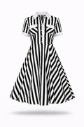 Orchid Bloom Black and White Stripe Dress