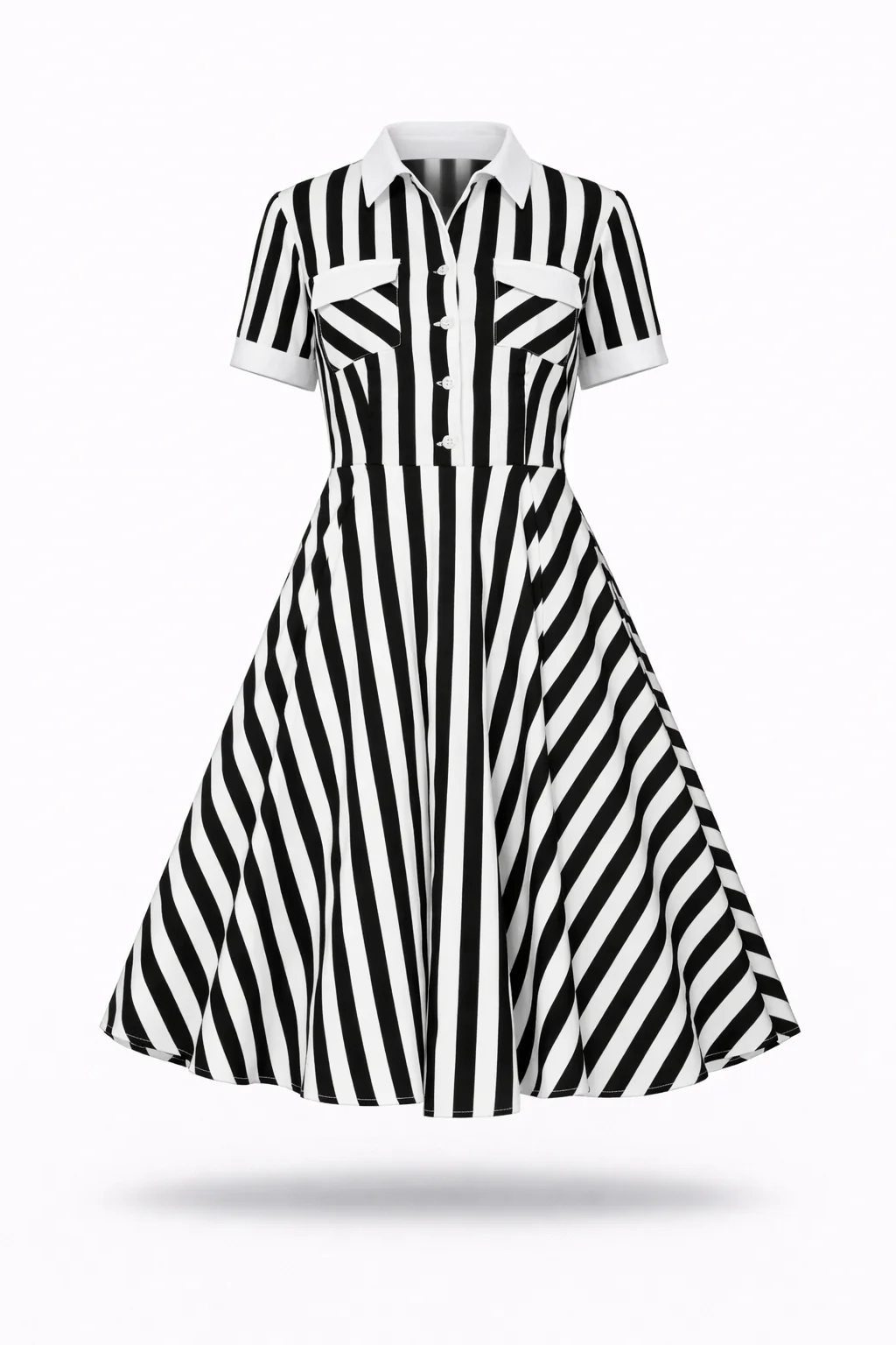 Orchid Bloom Black and White Stripe Dress-zoom-1
