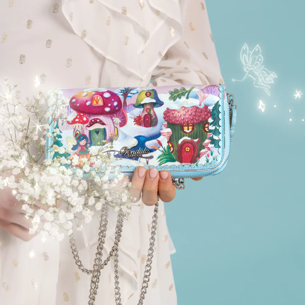 Vendula London Fairy Village Snowflake Large Ziparound Crossbody Wallet-11