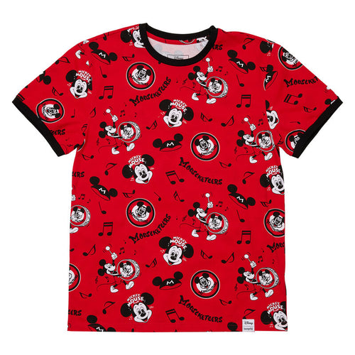 Loungefly Apparel Disney100 Mouseketeers All-Over Print Unisex Ringer T Shirt