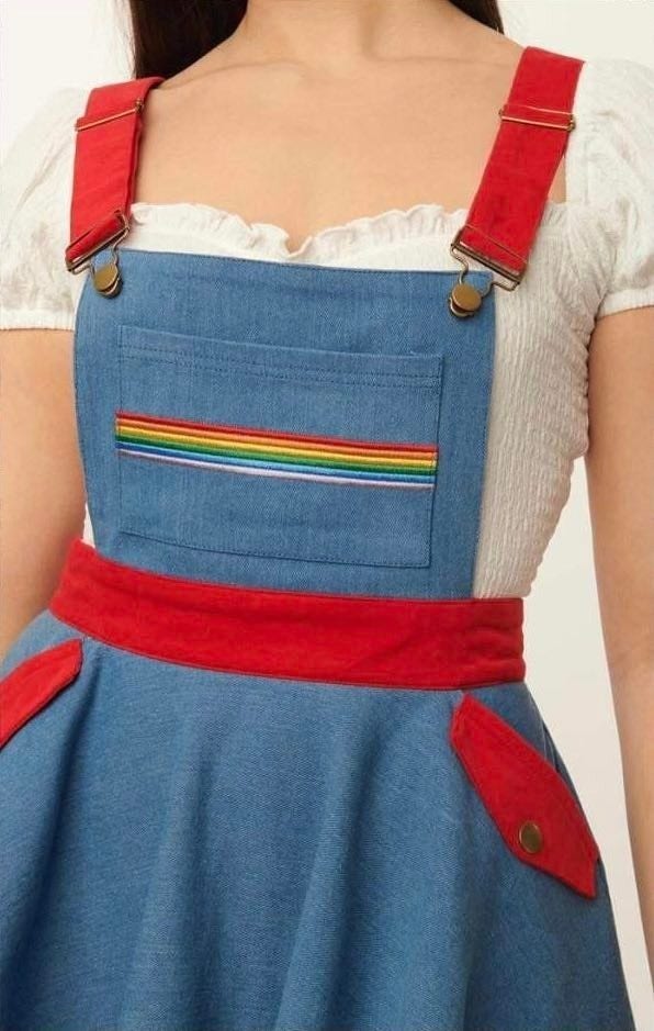 Rainbow Brite x Unique Vintage Blue Denim Rainbow Pinafore Dress-3