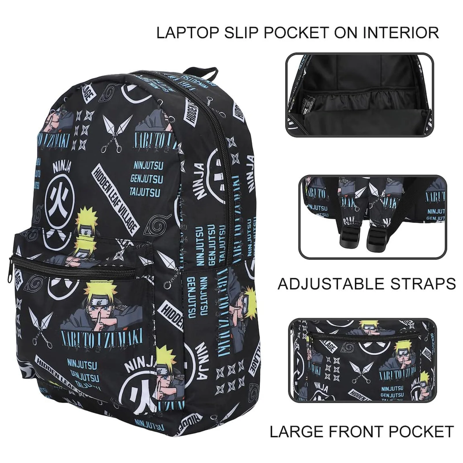 Bioworld Naruto All Over Print Ninjutsu Backpack-2