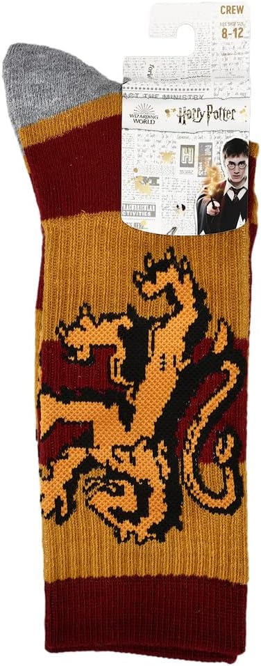 Harry Potter Gryffindor House Bioworld Crew Socks Large Men's 8-12 Wizard Maroon-zoom-3