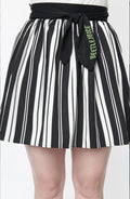 Unique Vintage x Beetlejuice Black and White Striped Flare Skirt