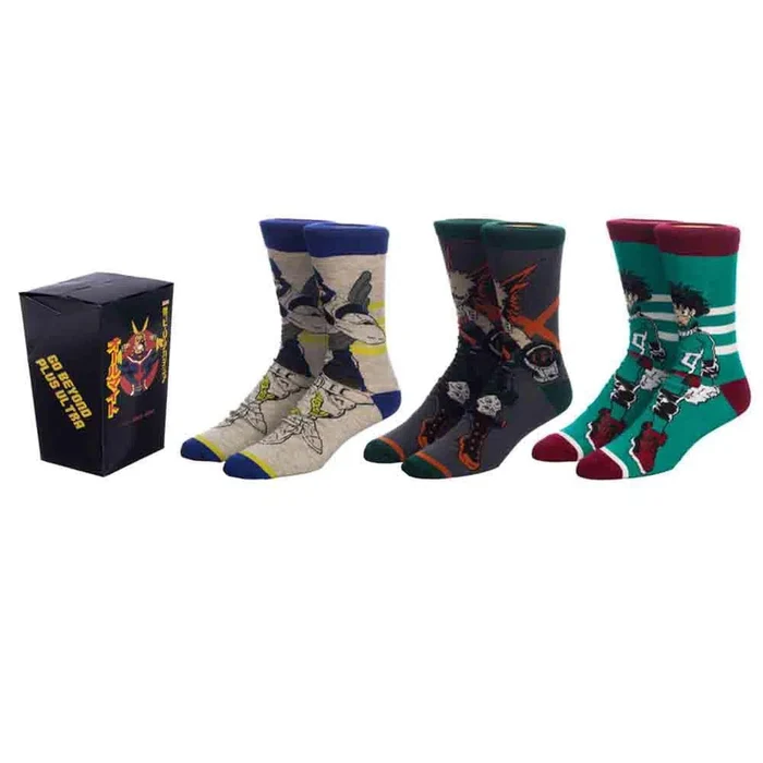 My Hero Academia Casual Crew Socks for Men 3-Pack-zoom-1