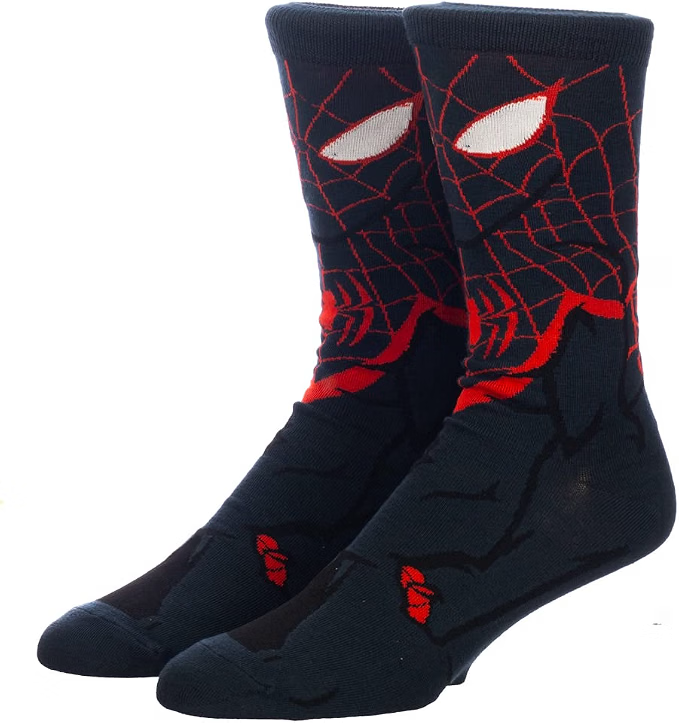 Marvel Miles Morales Spiderman 360 Character Crew Socks-zoom-1