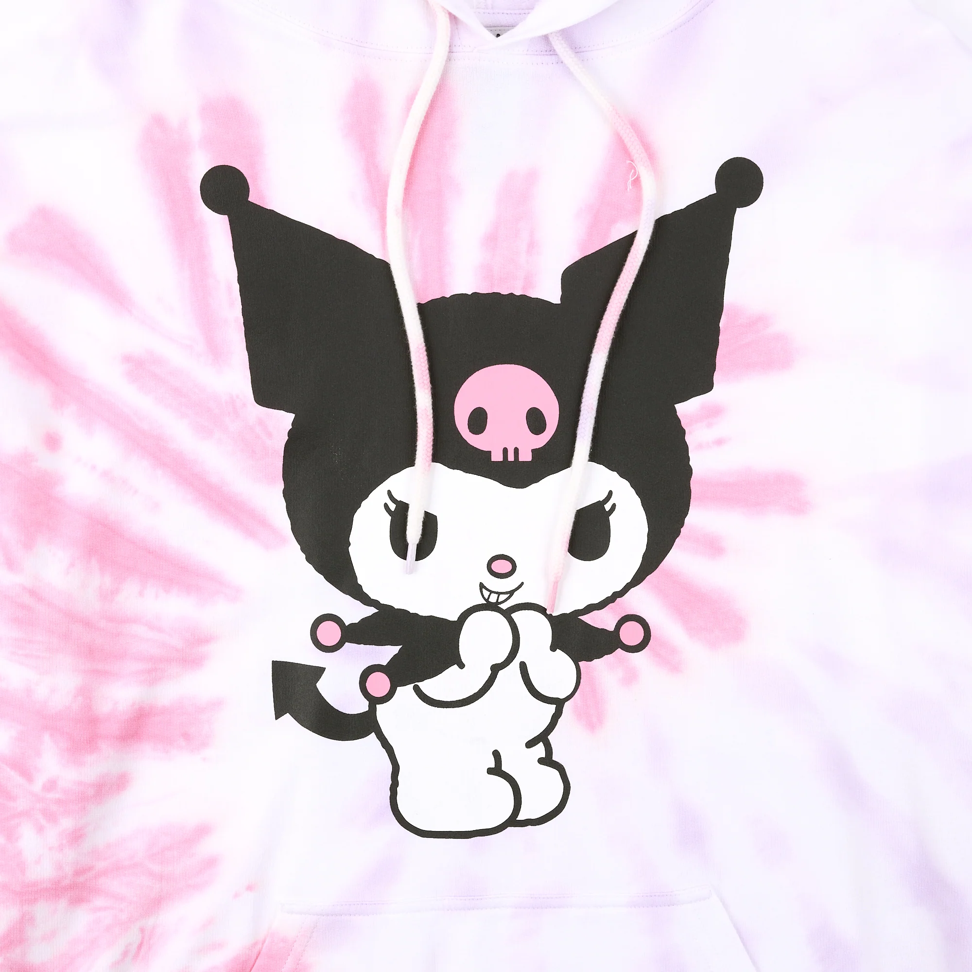 Sanrio Kuromi Ice Cream Treats Women's Pink Tie-Dye Long Sleeve Fleece Hooded Sweatshirt