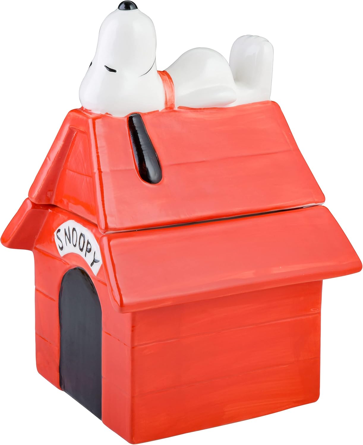 Vandor Peanuts Snoopy Doghouse Sculpted Ceramic Cookie Jar New with Box