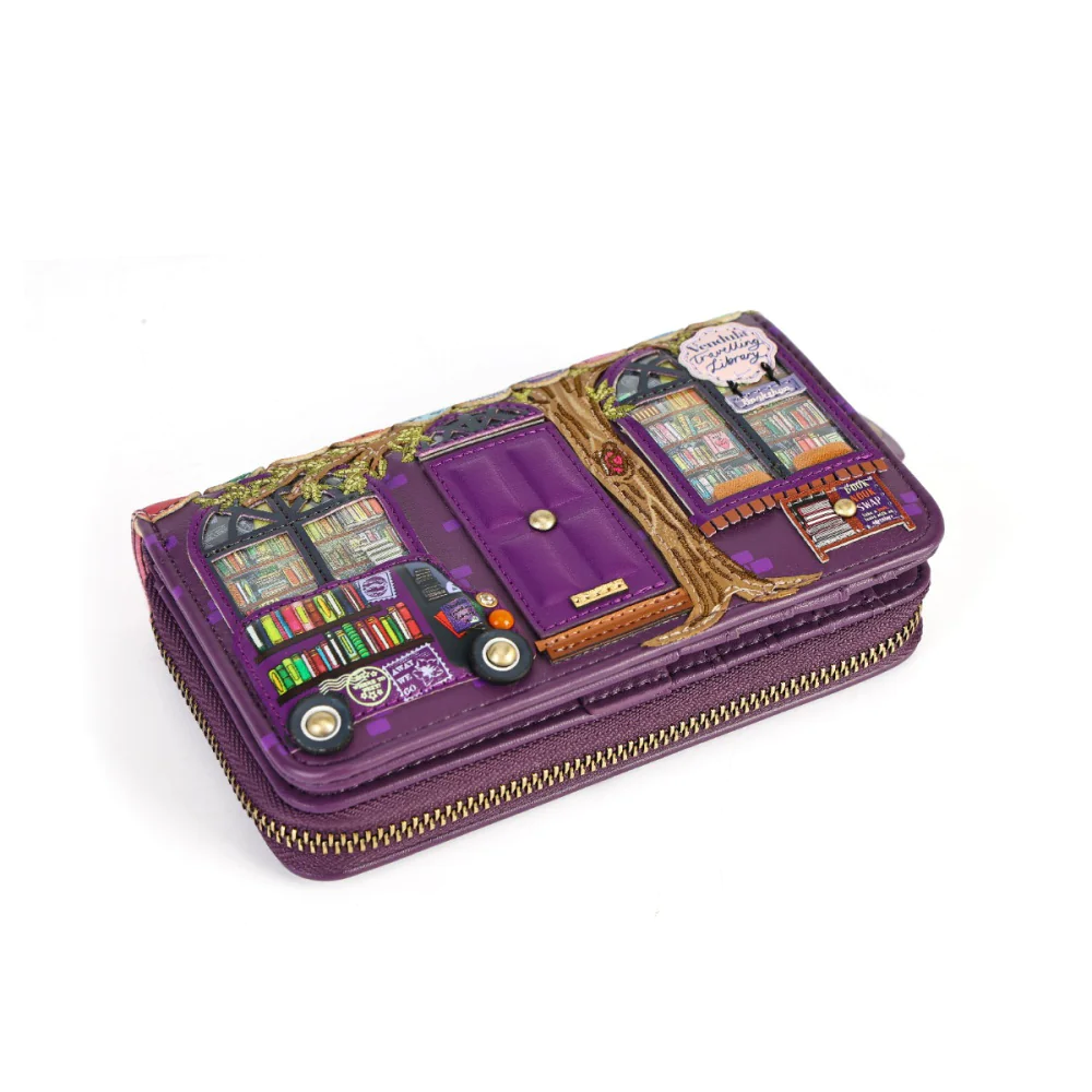 Vendula London Travelling Library Bookshop Medium Ziparound Wallet-12