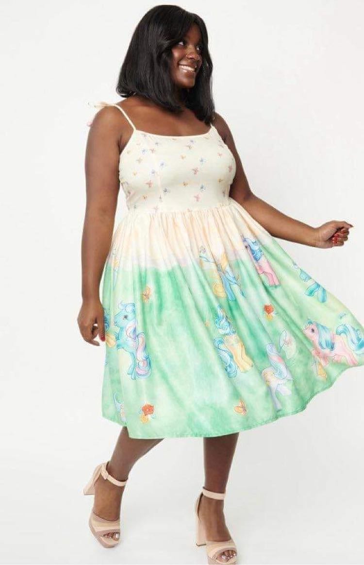My Little Pony x Unique Vintage Butterfly Catchers Bobbie Swing Dress-1