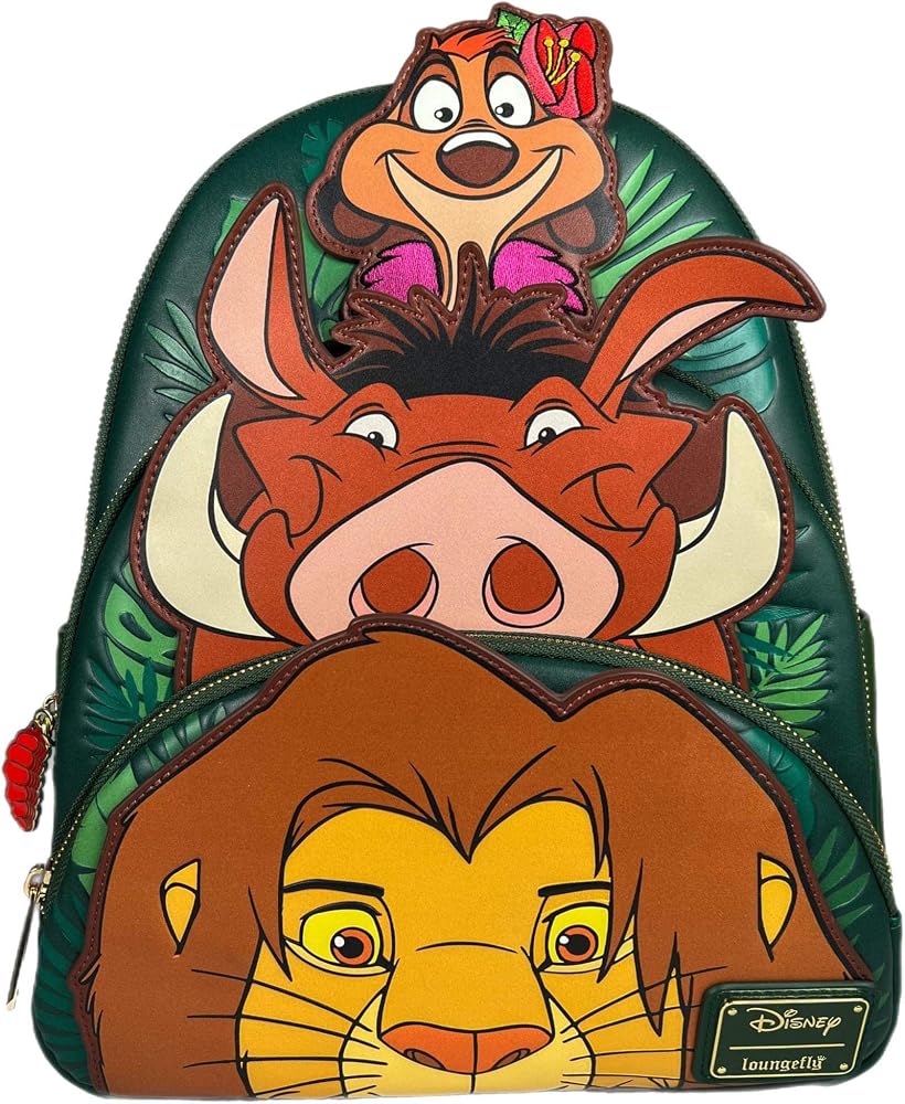 Loungefly Exclusive Disney Lion King Triple Pocket Three Friends Mini Backpack