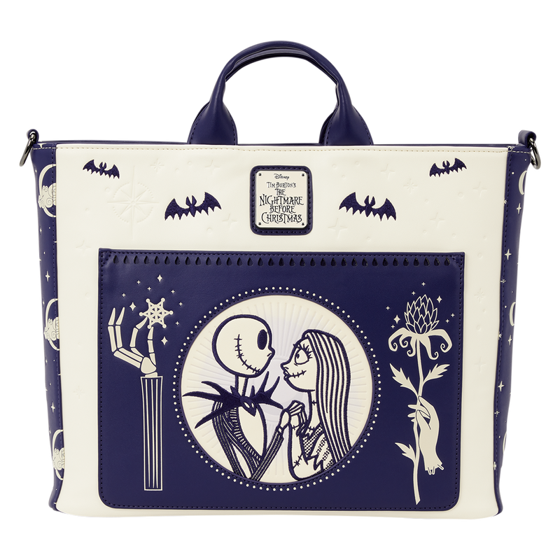 Loungefly The Nightmare Before Christmas Jack Skellington & Sally Night Sky Convertible Backpack and Tote Crossbody Bag